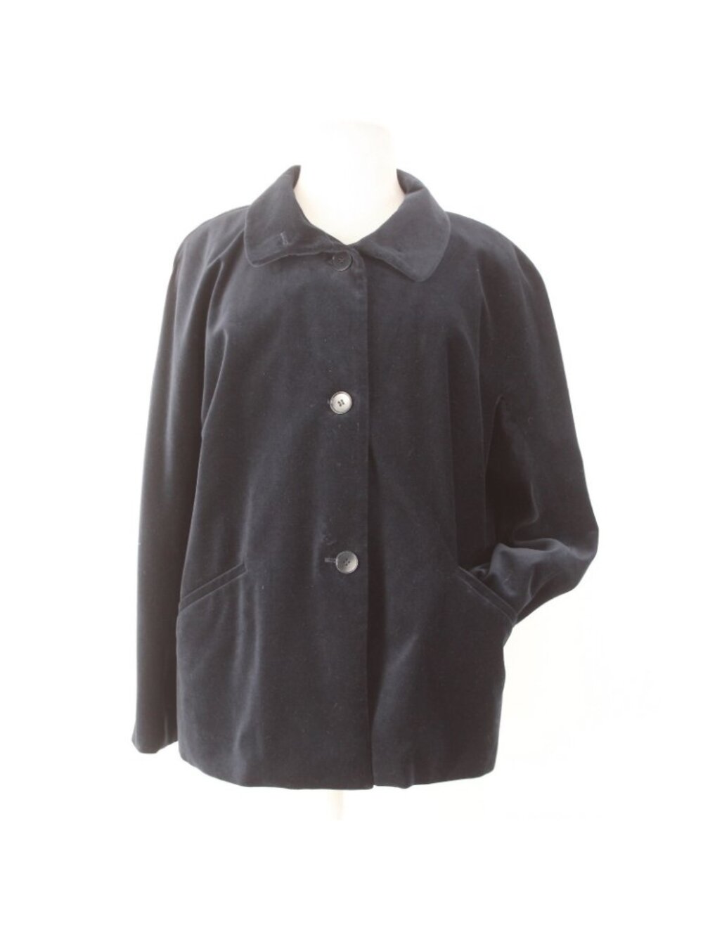 Talbots Jacket Sz 22W Navy Velour Collared Pockets Cotton Polyester Jacket - Picture 2 of 9